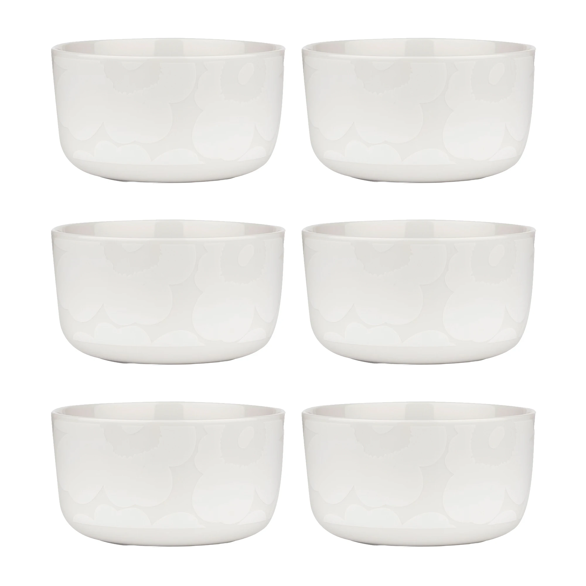 Marimekko Oiva / Unikko Sk&aring;l 50 Cl 6-pack - Serveringssk&aring;lar Stengods Vit