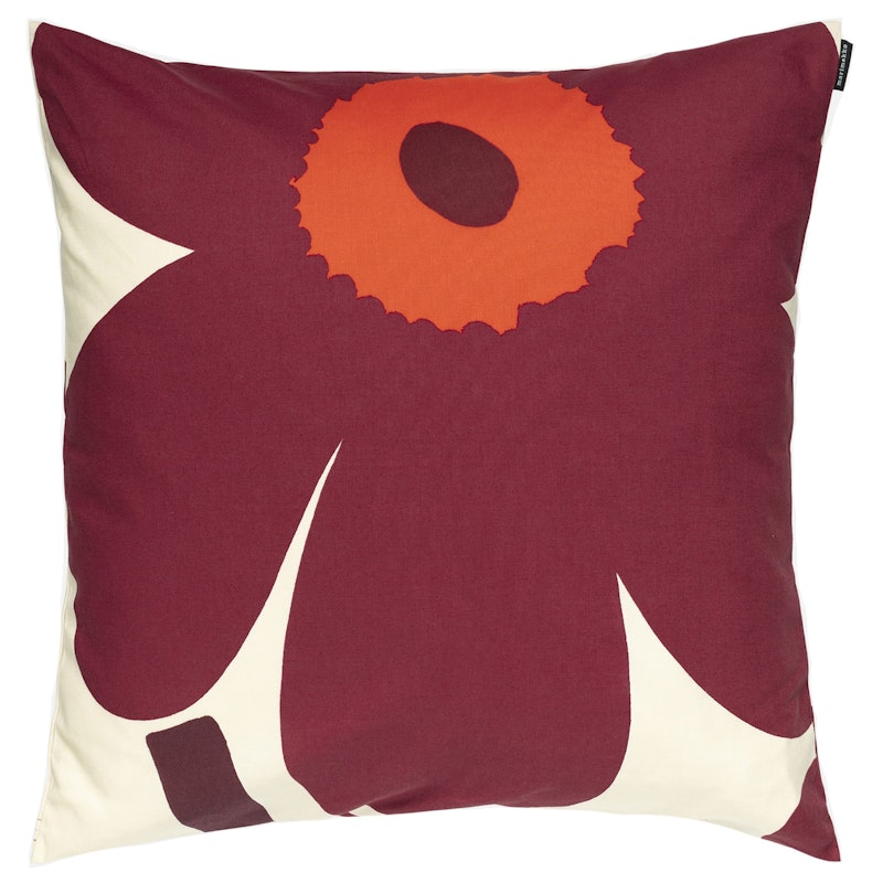 Unikko Cushion Cover 50x50 cm Kuddfodral, Vanilj/Vinröd