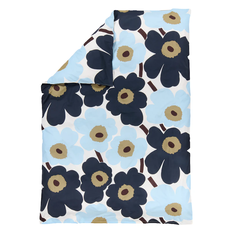 Unikko Påslakan 150x210 cm, kallblå / Blueberry