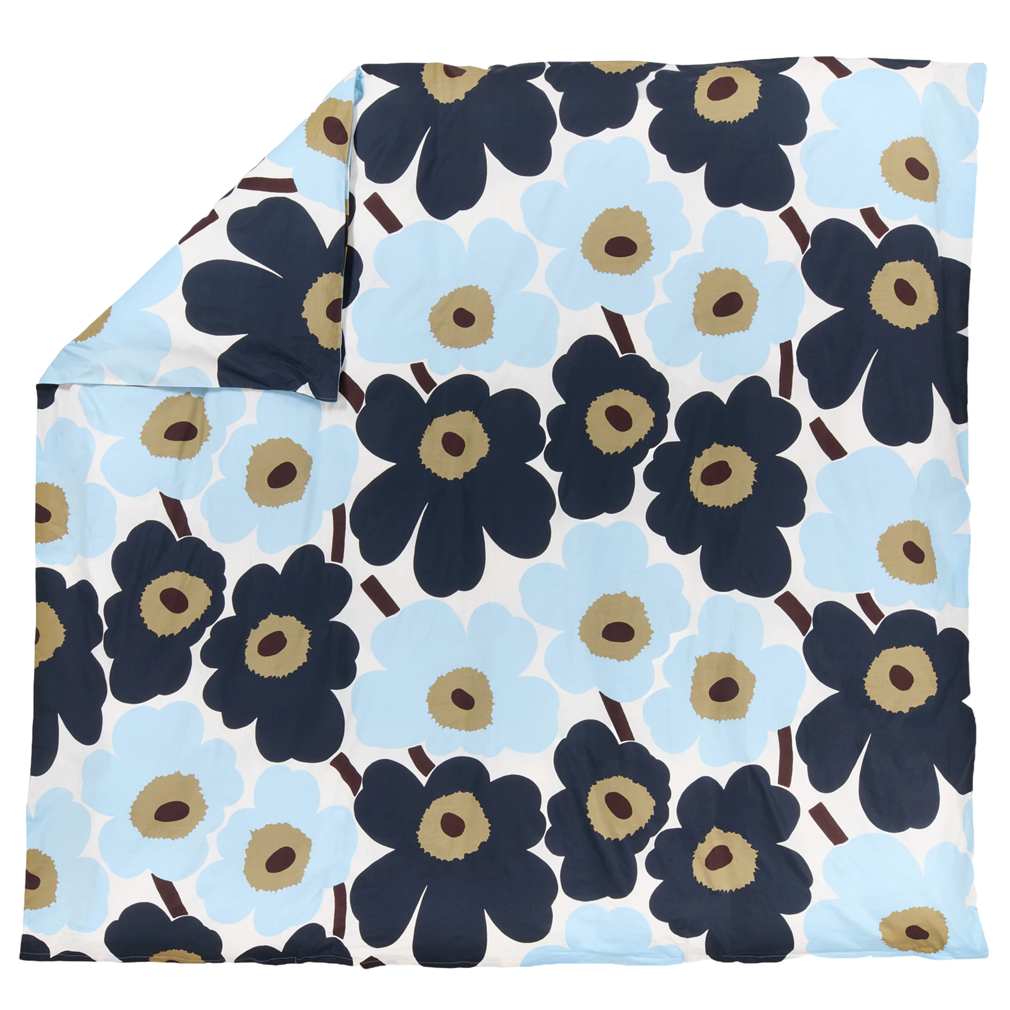 Marimekko Unikko Påslakan 220x240 Cm Kallblå / Blueberry - Påslakan Bomull Off-White
