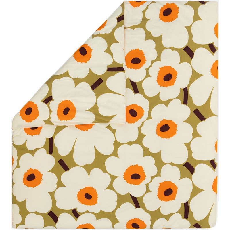 Unikko Påslakan Cream / Caramel / Warm Orange, 240x220 cm