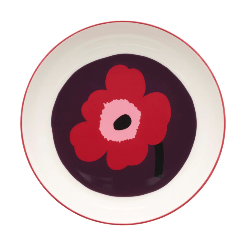 Oiva/Unikko Djup Tallrik Ø20,5 cm, Plommon / Cranberry / Rosa