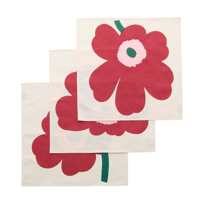 Unikko Servett 3-pack, Cranberry / Rosa