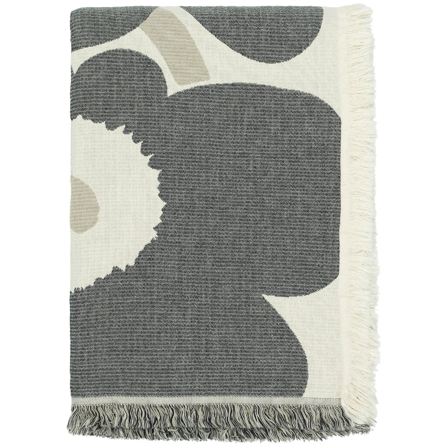 Marimekko Unikko Jacquard Pläd 150x220 Cm Charcoal / Off-white / - Överkast Bomull Sand
