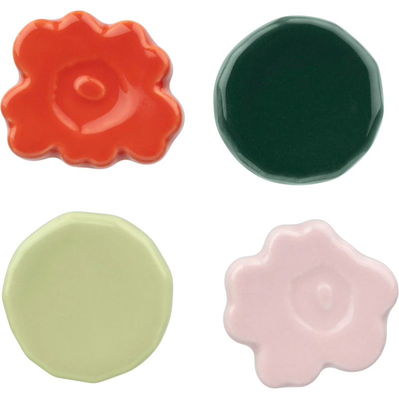 Unikko/Kivet Vilosten För Ätpinne 4-pack, Rosa / Mörkgrön / Pear