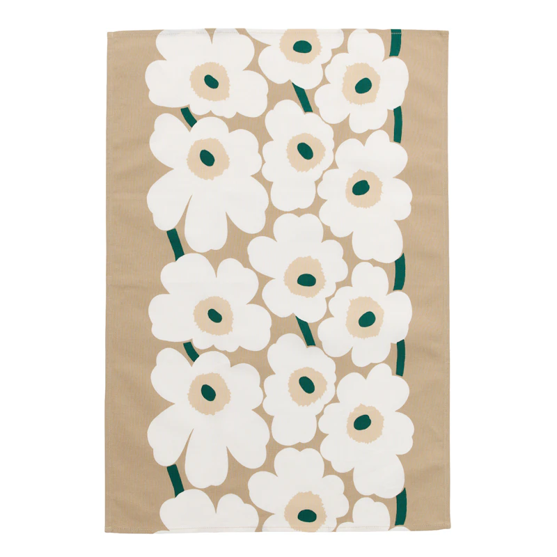 Unikko Kökshandduk 43X70 cm, Sand / Smaragd