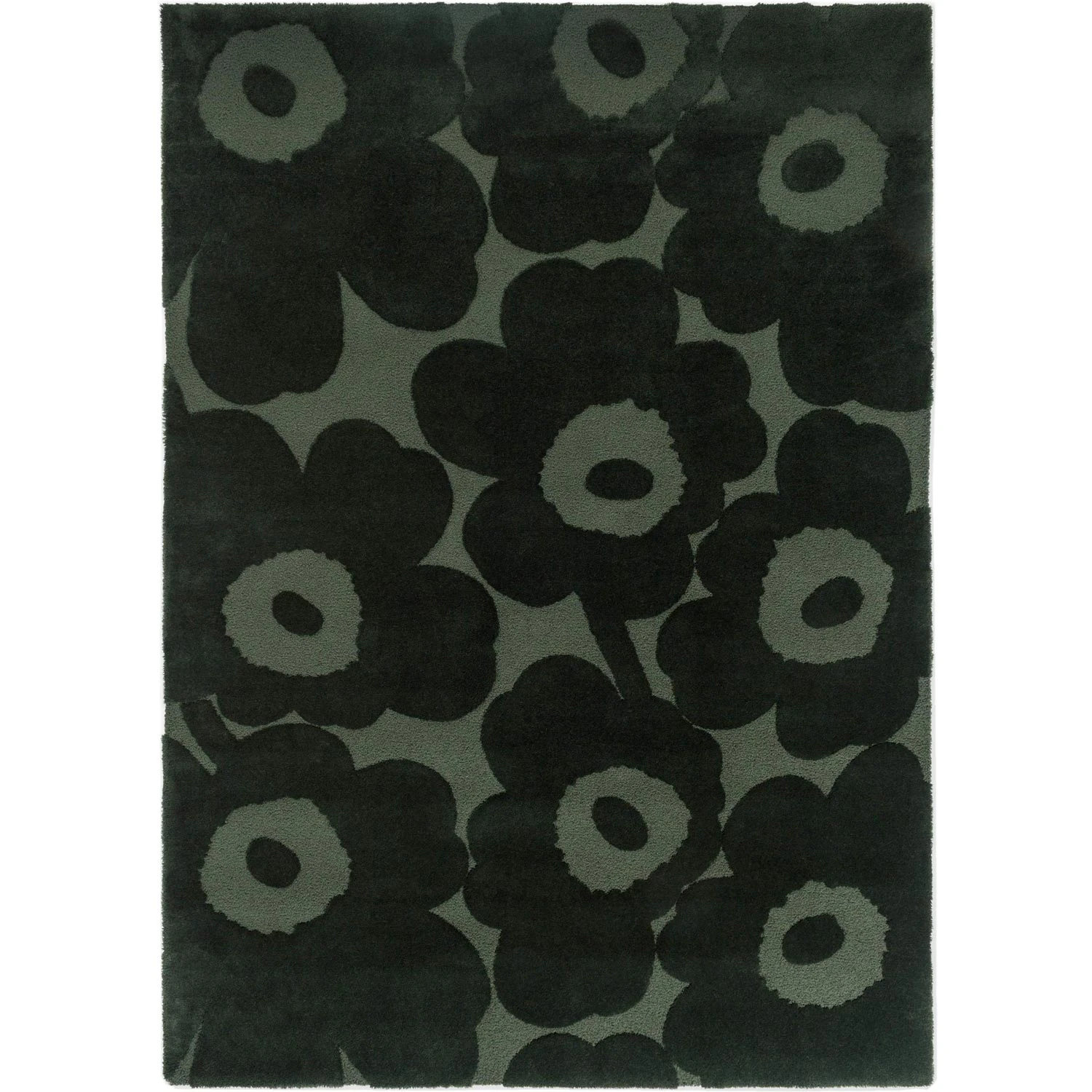 Marimekko Unikko Matta 250x350 Cm Dark Green - Mönstrade mattor Ull Mörkgrön