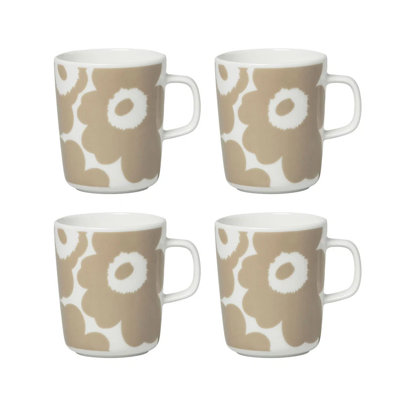 Oiva / Unikko Mugg 25 cl 4-pack, Beige / Vit