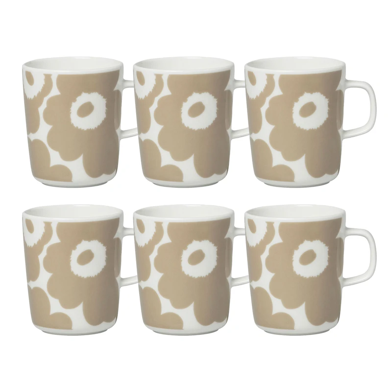 Oiva / Unikko Mugg 25 cl 6-pack, Beige / Vit
