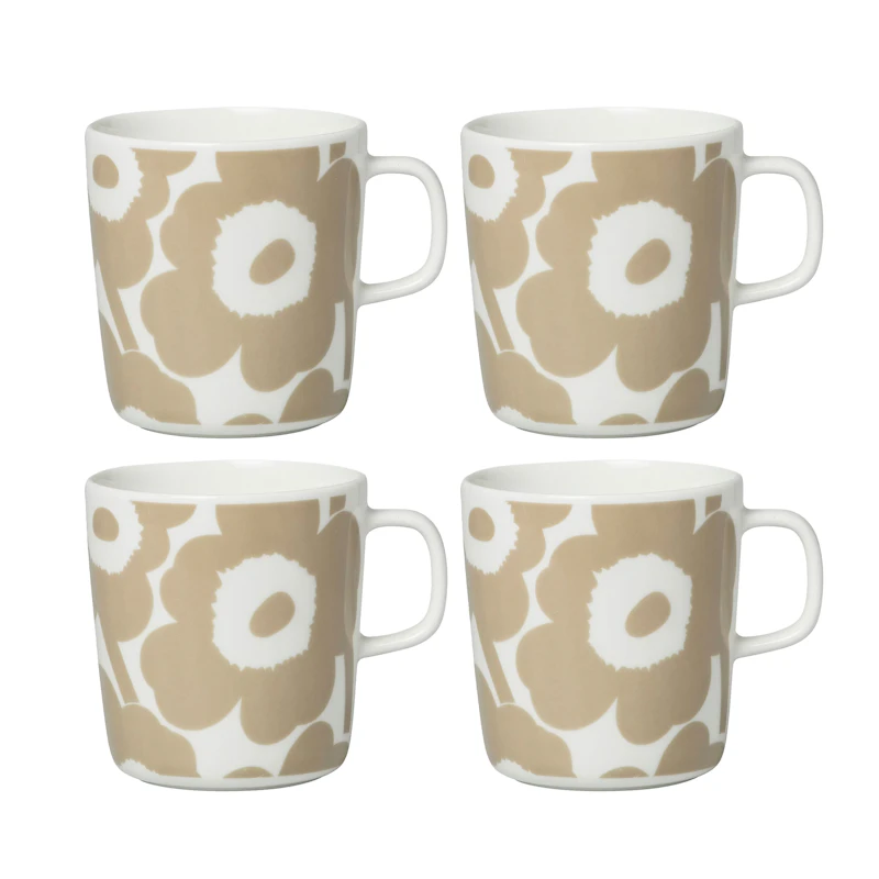 Oiva / Unikko Mugg 40 cl 4-pack, Beige / Vit