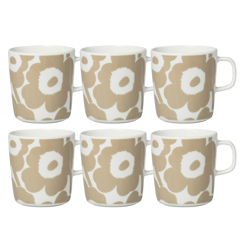 Oiva / Unikko Mugg 40 cl 6-pack, Beige / Vit