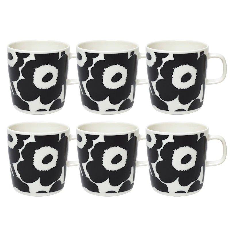 Oiva / Unikko Mugg 40 cl 6-pack, Svart / Vit