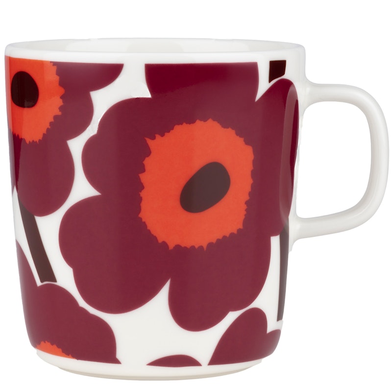 Oiva/Unikko Mug 40 cl Mugg 40 cl Vit Röd Vinröd