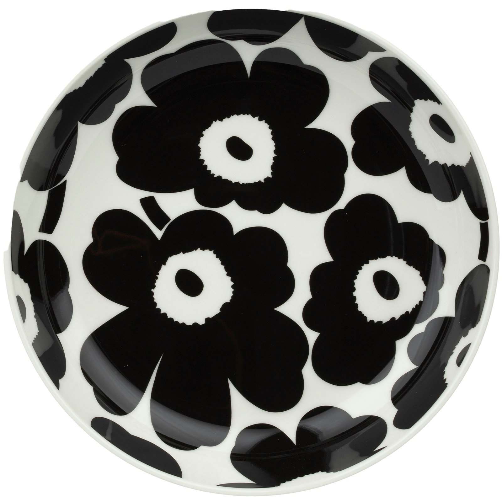 marimekko unikko djup tallrik 20,5 cm / vit - stengods svart