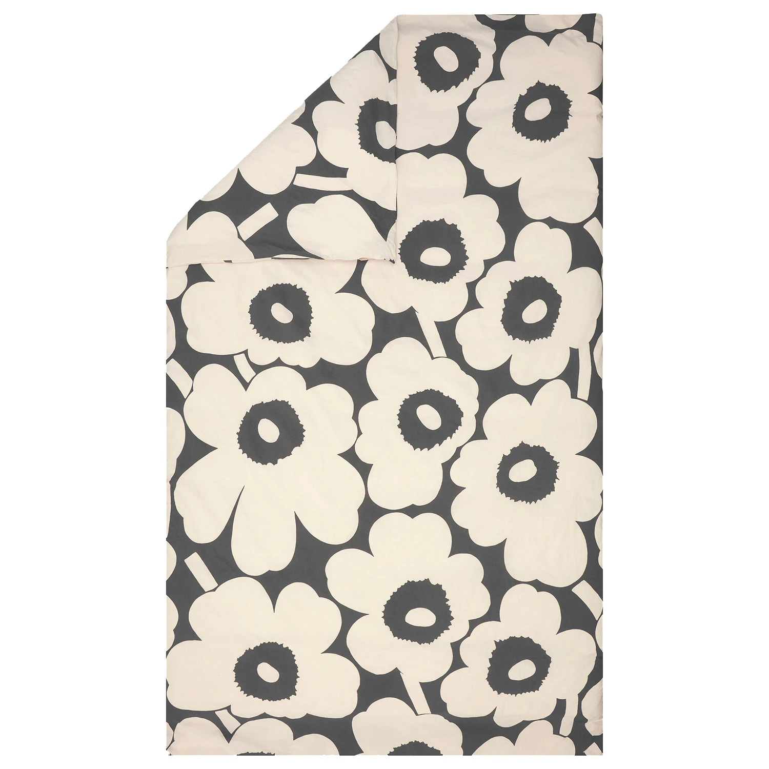 Marimekko Unikko Påslakan /charcoal 150x210 Cm - Påslakan Bomull Off-White