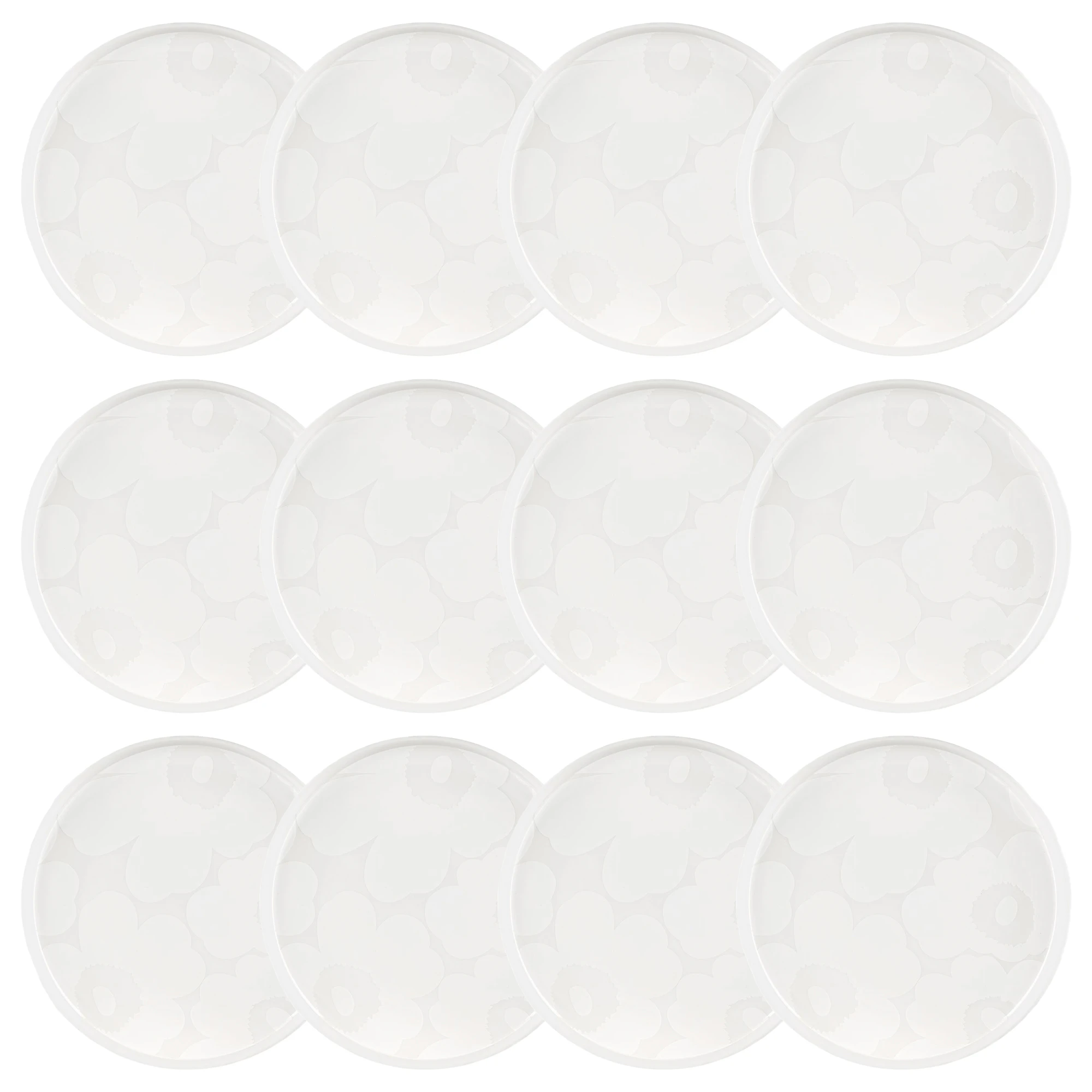 Marimekko Oiva Assiett 20 Cm 12-pack - Stengods Vit