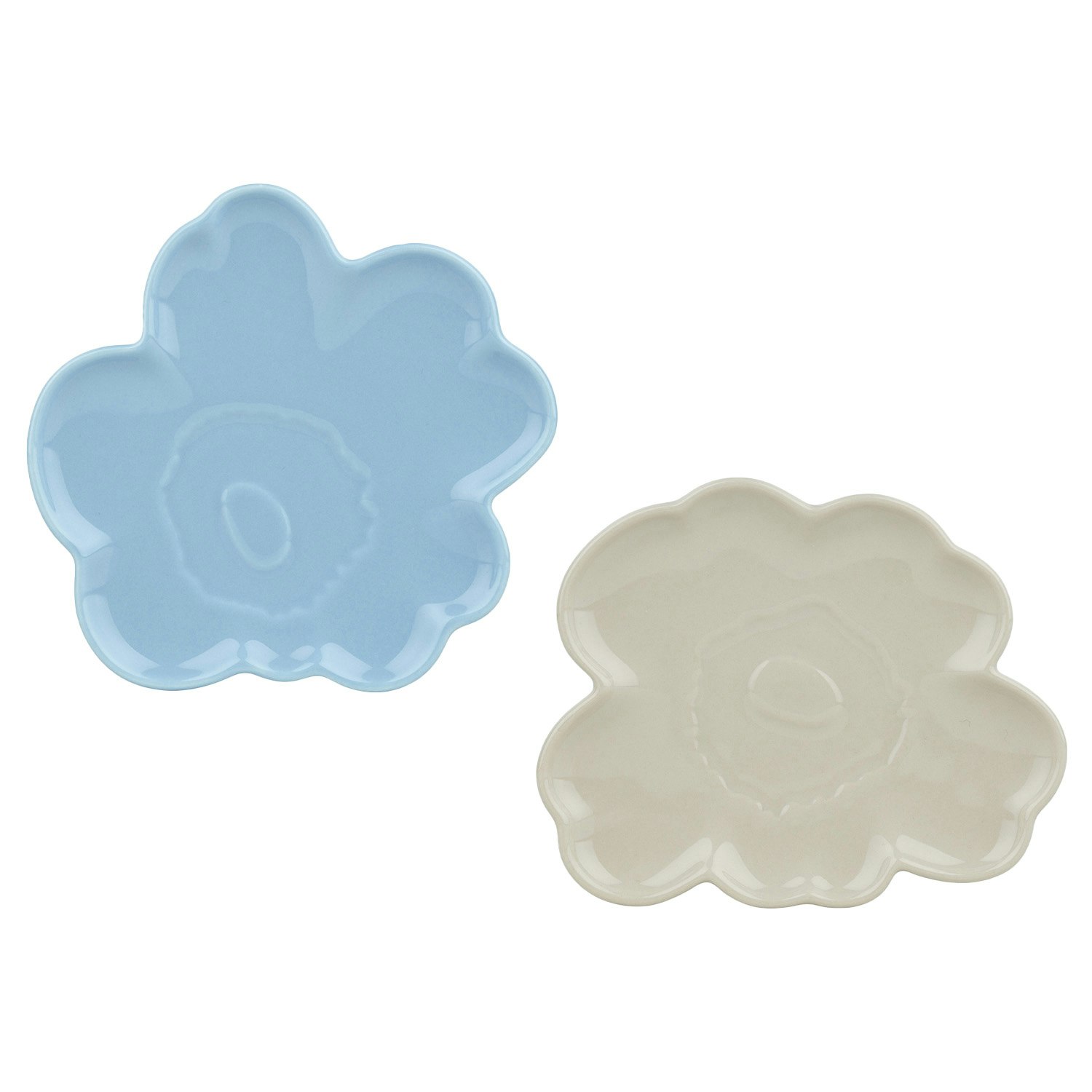 marimekko unikko shape tallrik 13 cm 2-pack ljus / off-white - stengods blå