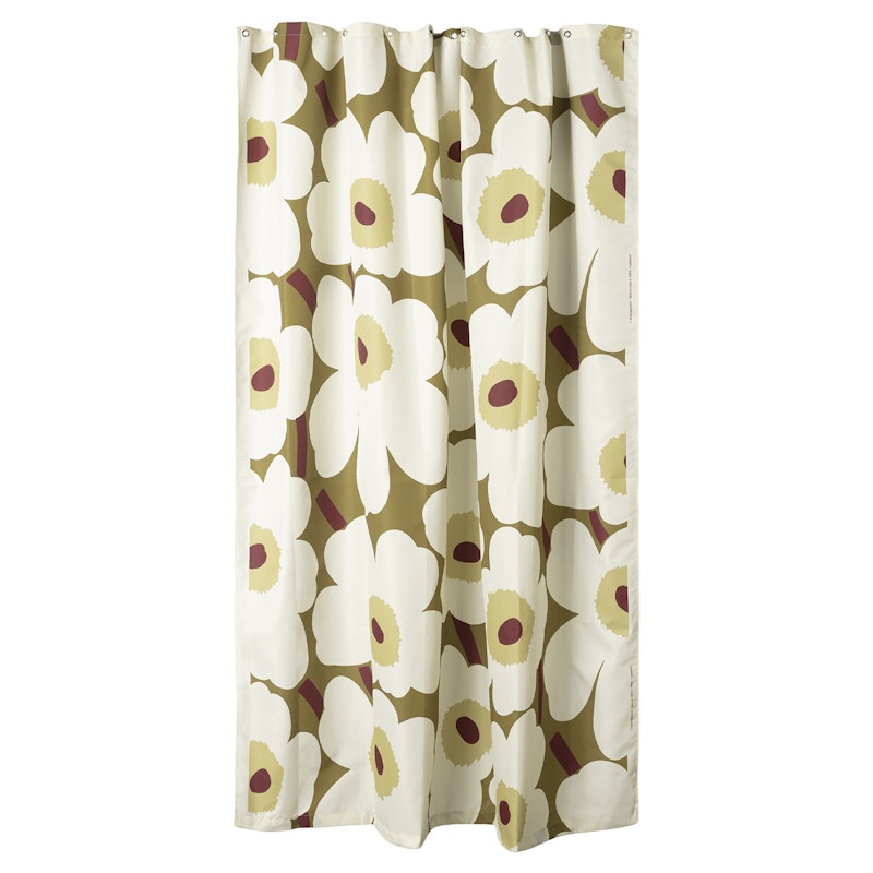 Unikko Duschdraperi 180x200 cm, Cream / Green Umber