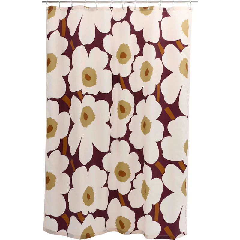 Unikko Duschdraperi 180x200 cm, Plommon / Elm Wood / Toffee