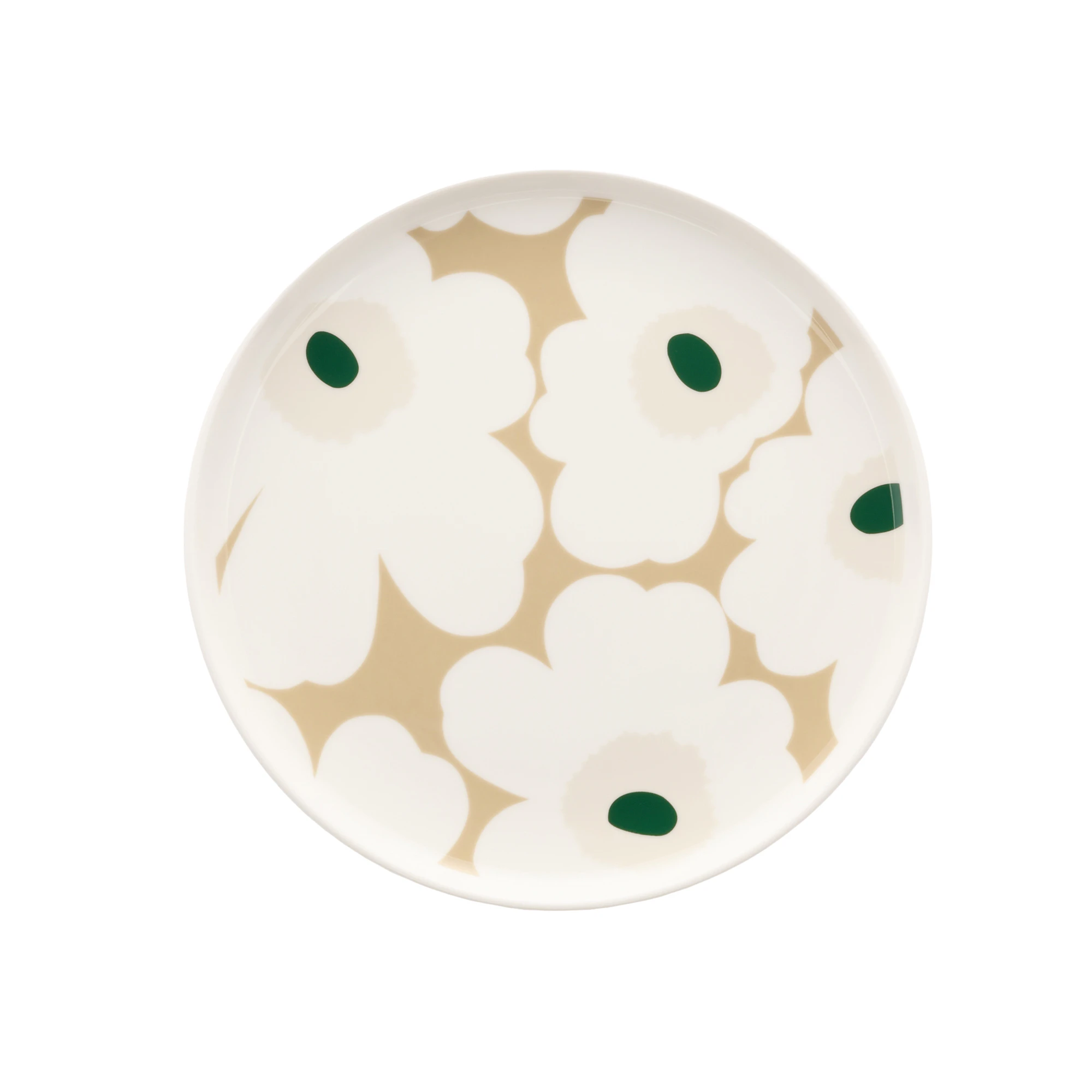 Marimekko Oiva/unikko Tallrik &Oslash;20 Cm / Light Sand - Assietter Stengods M&ouml;rkgr&ouml;n