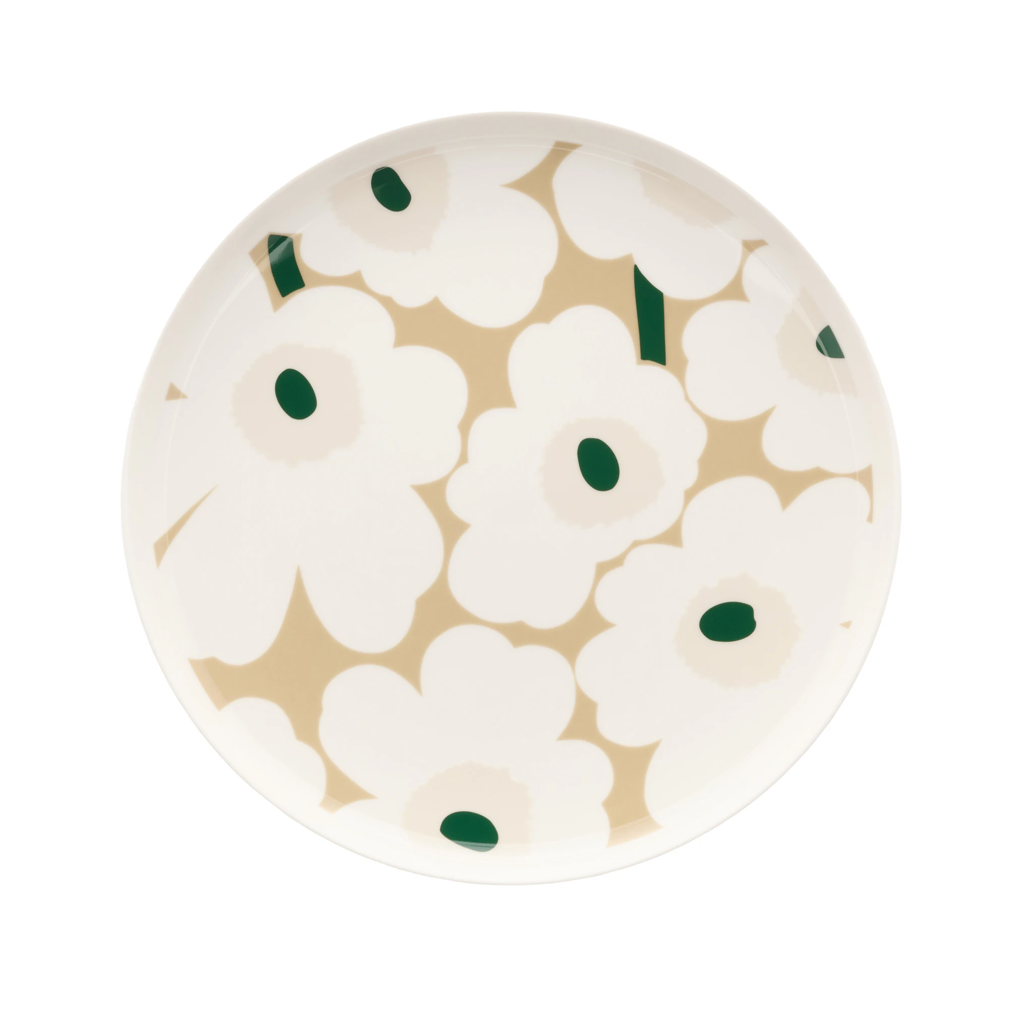 Marimekko Oiva/unikko Tallrik &Oslash;25 Cm / Light Sand - Stengods M&ouml;rkgr&ouml;n