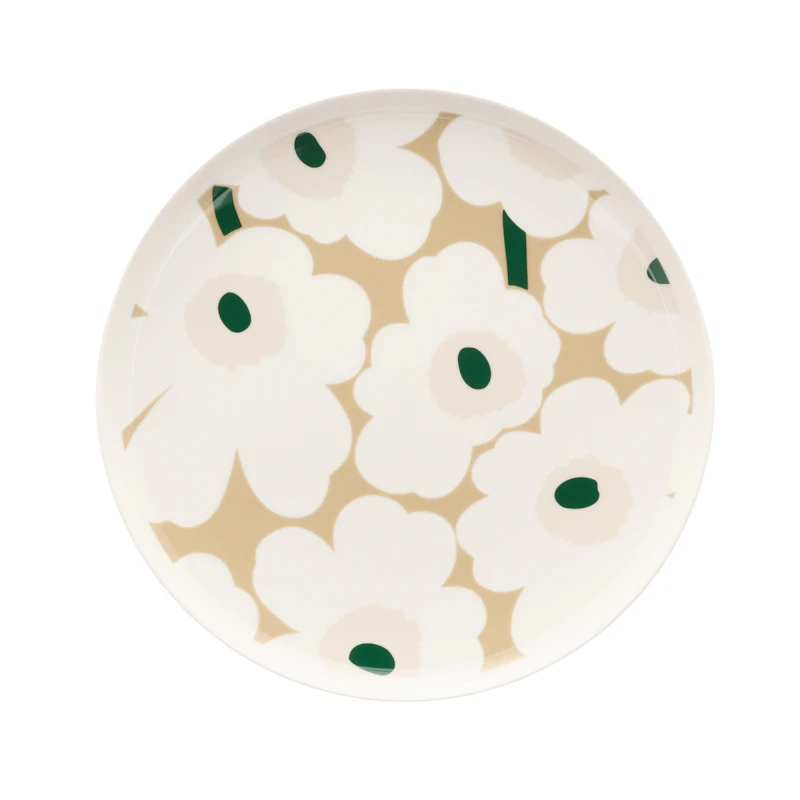Oiva/Unikko Tallrik Ø25 cm, Mörkgrön / Light Sand