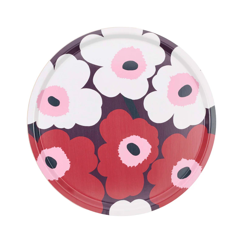 Unikko Bricka Ø46 cm, Plommon / Cranberry / Rosa