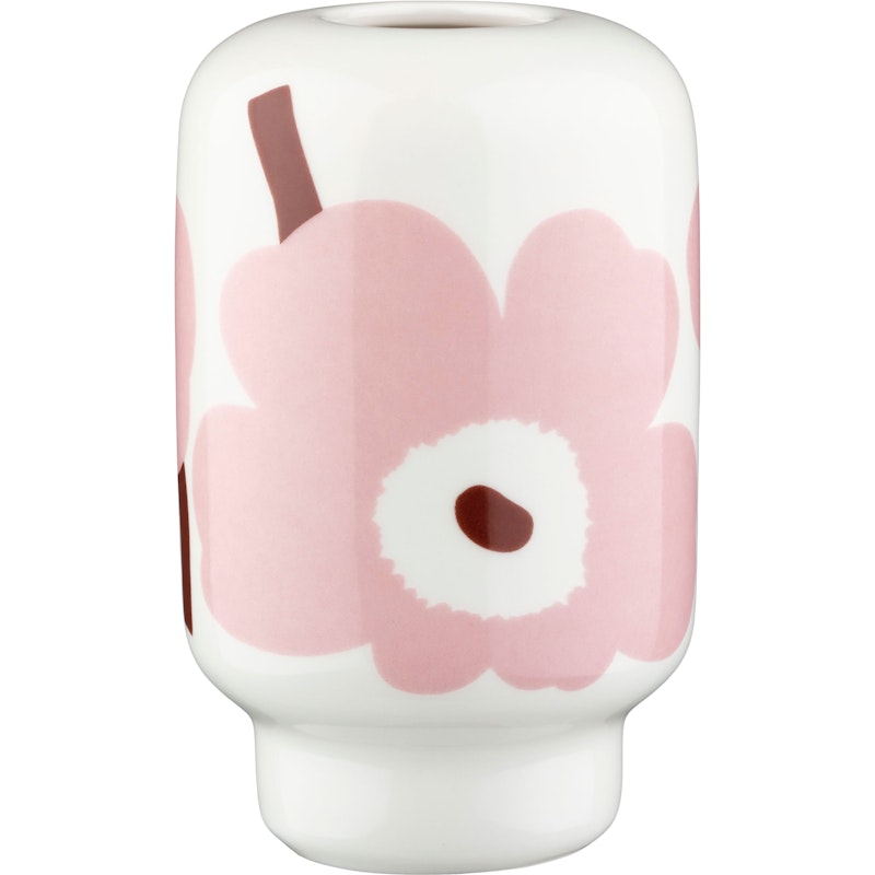 Unikko Vas 14 cm, Vit / Light Pink / Kastanj