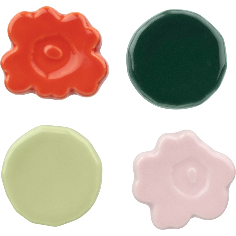 Unikko/Kivet Vilosten För Ätpinne 4-pack, Rosa / Mörkgrön / Pear