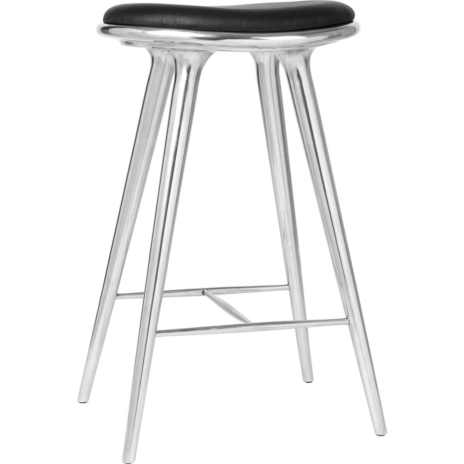 Mater High Stool Pall 74 Cm &Aring;tervunnen Aluminium - Barstolar L&auml;der Svart L&auml;der