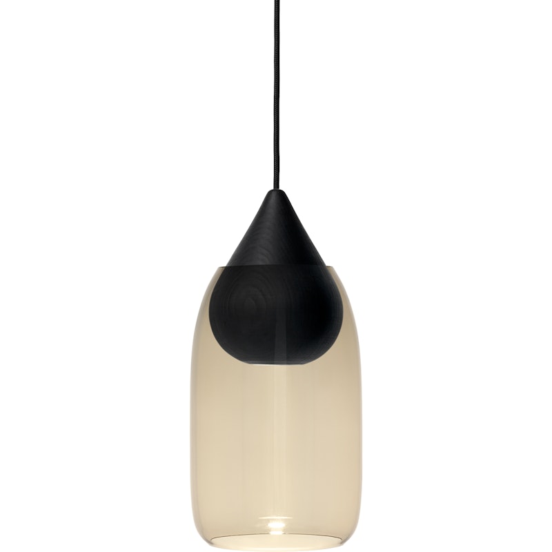 Liuku Drop Pendel, Svartbetsad Lindträ / Rökt Glas