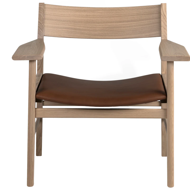 Siza Loungefåtölj, Vitpigmenterad Ek / Konjak Läder