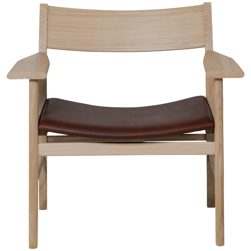 Siza Loungefåtölj, Vitpigmenterad Ek / Mocca Läder