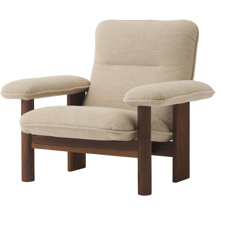 Brasilia Fåtölj, Walnut / Bouclé 02 Beige