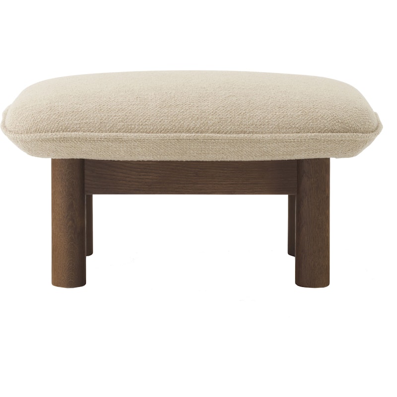 Brasilia Ottoman Mörkbetsad Ek / Bouclé 02 Beige