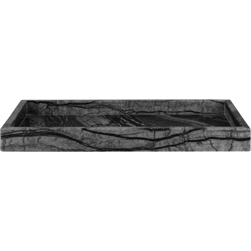 MARBLE Bricka 16x31 cm, Svart/Grå