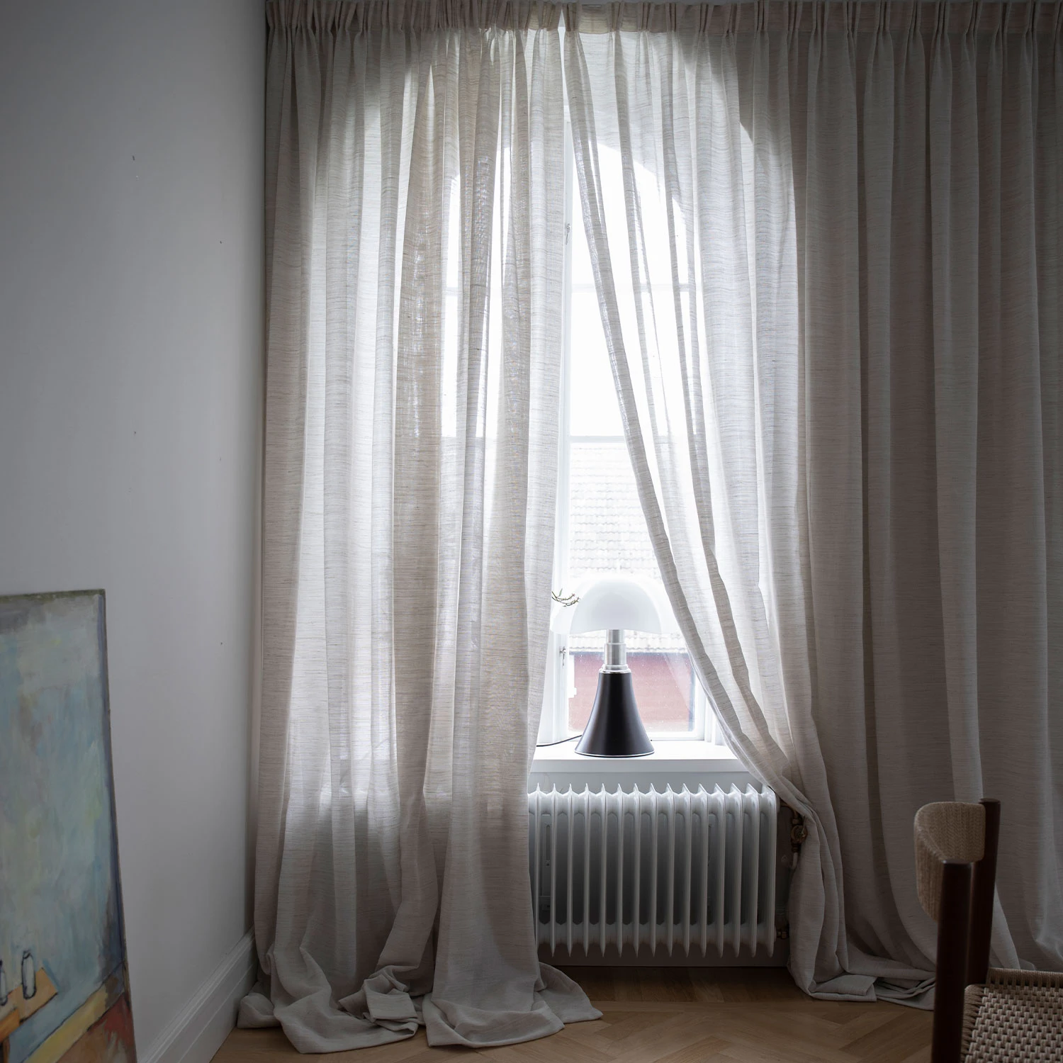Mimou Ellie Gardin Dubbel Bredd 290x290 Cm - Gardinl&auml;ngder Polyester Seagrass Nature