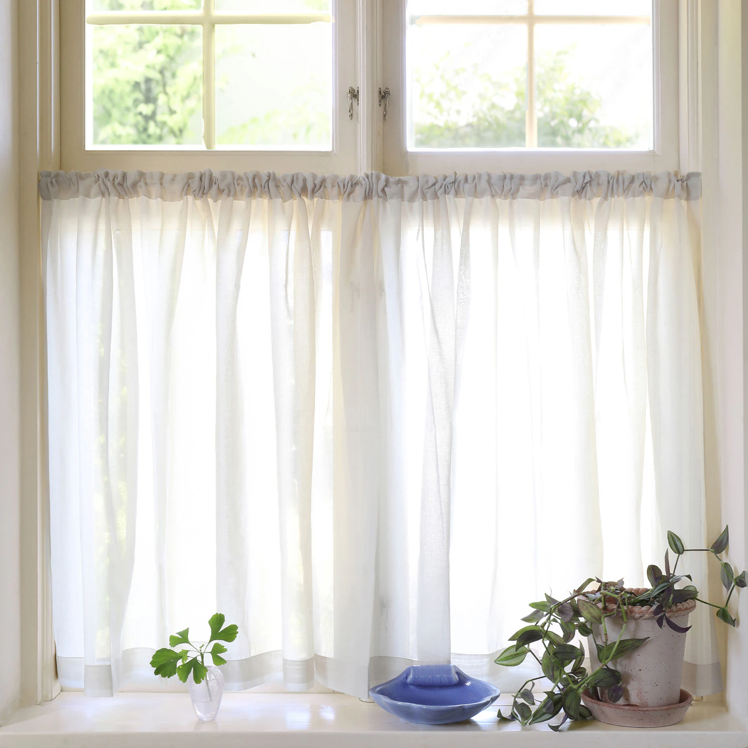 Mimou Grace Caf&eacute;gardin Dubbel Bredd 290x85 Cm - Gardinl&auml;ngder Polyester Natur