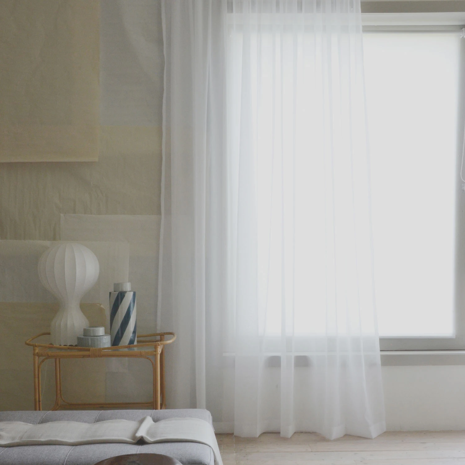Mimou Skir Gardin 289x290 Cm - Gardinl&auml;ngder Polyester Vit