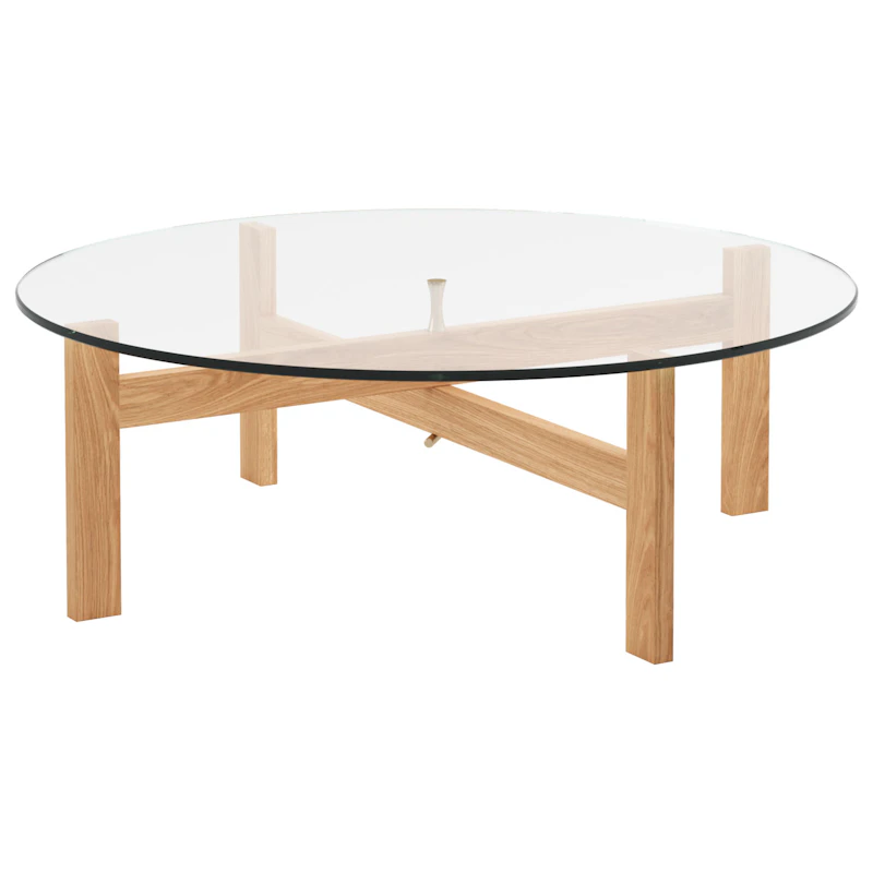Round Soffbord Ek / Glas, Ø88 cm