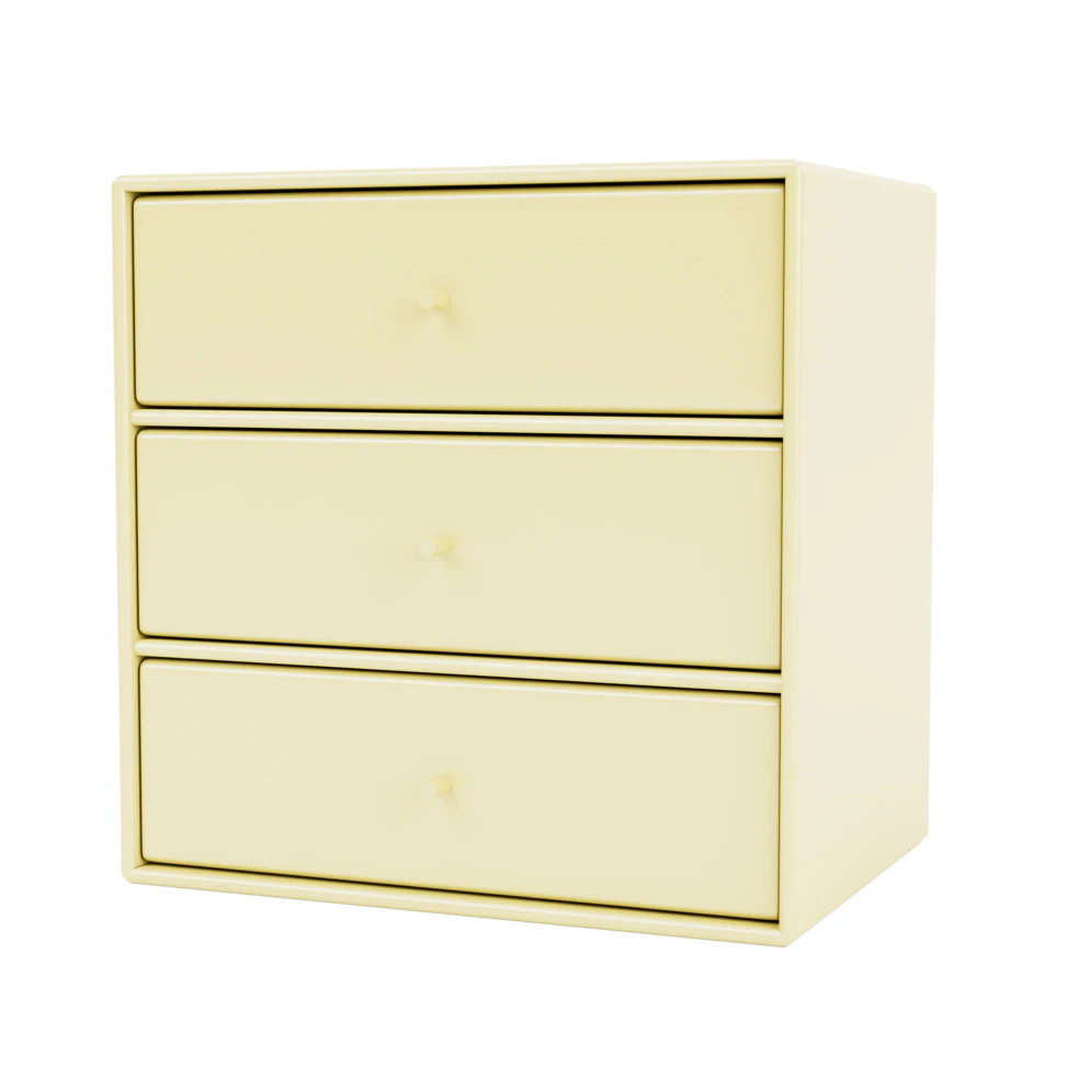 Montana Mini 1007 Hylla Med Tre L&aring;dor - Lackad Mdf Camomile