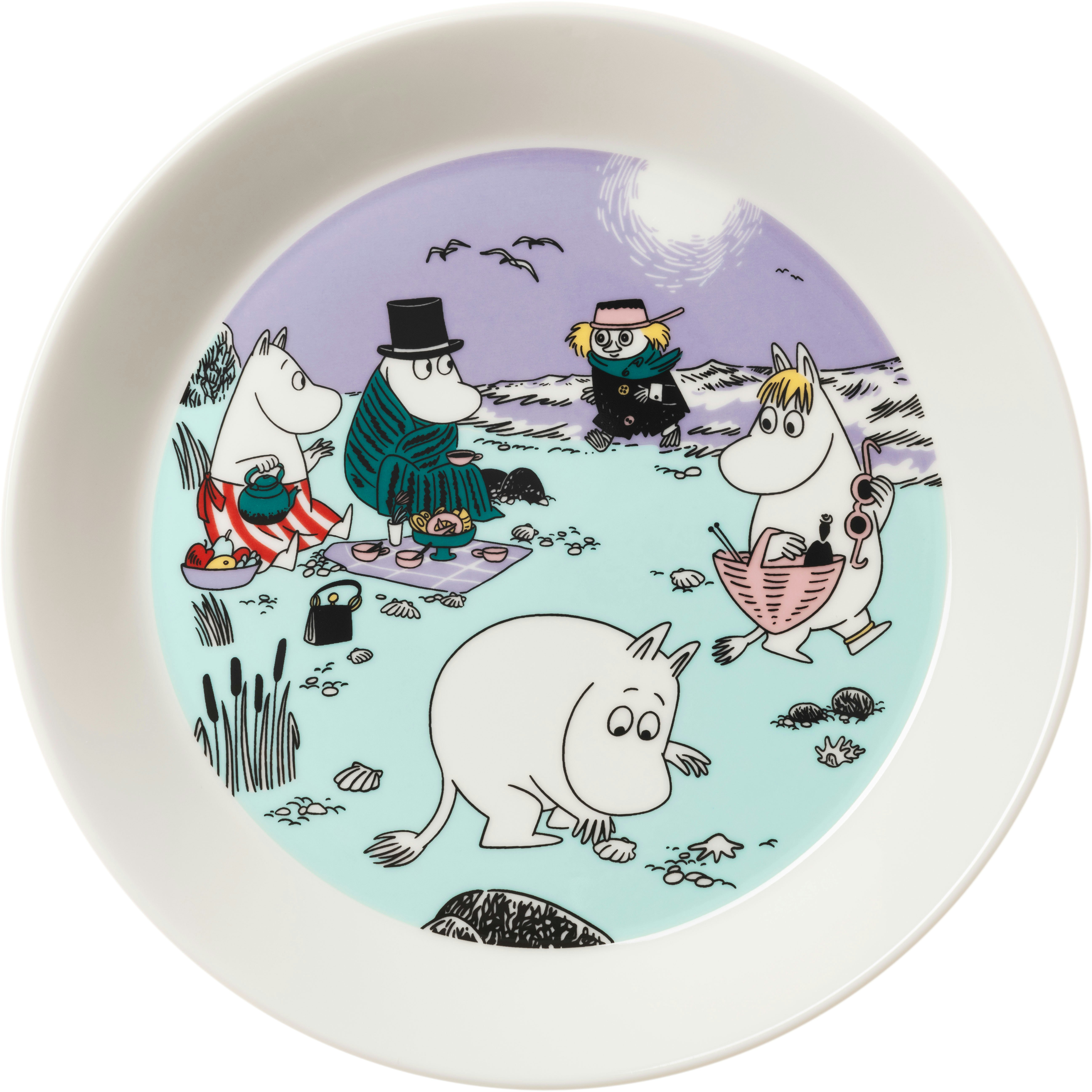 moomin arabia en dag på stranden tallrik 19 cm - vitroporslin multi