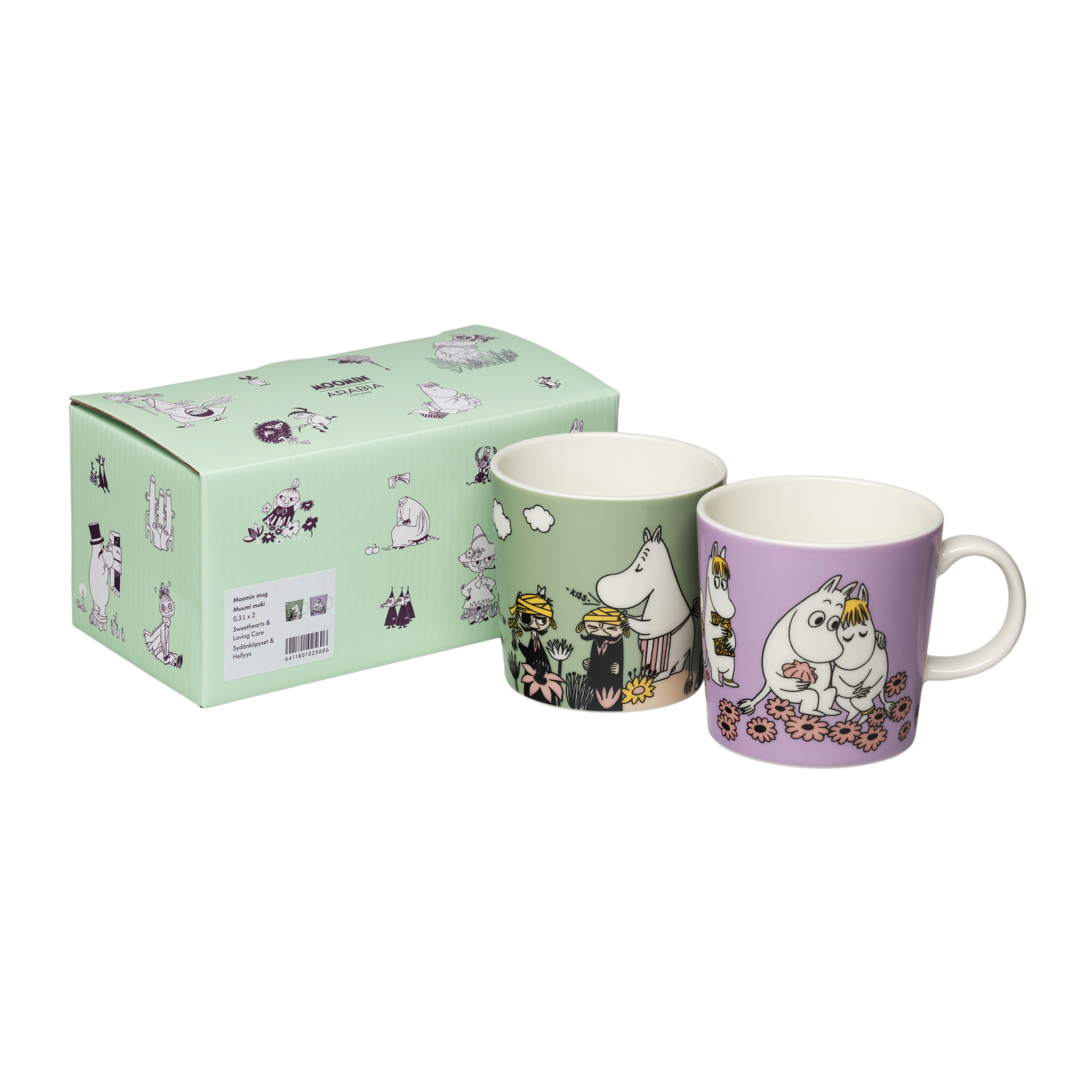 Moomin Arabia Moomin Mugg 30 Cl Omtanke & Förälskade 2-pack - Kaffekoppar Vitroporslin Multi