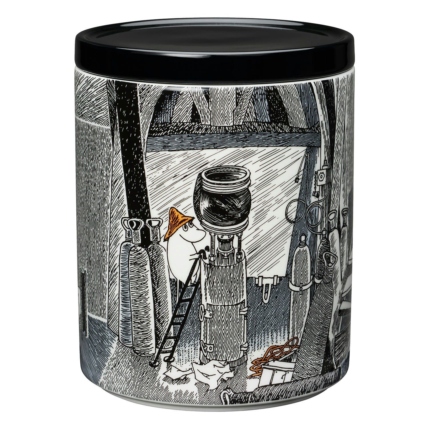 Moomin Arabia Mumin Burk Trogen Sitt Ursprung 1,2 L - F&ouml;rvaringsburkar & lock Porslin Svart