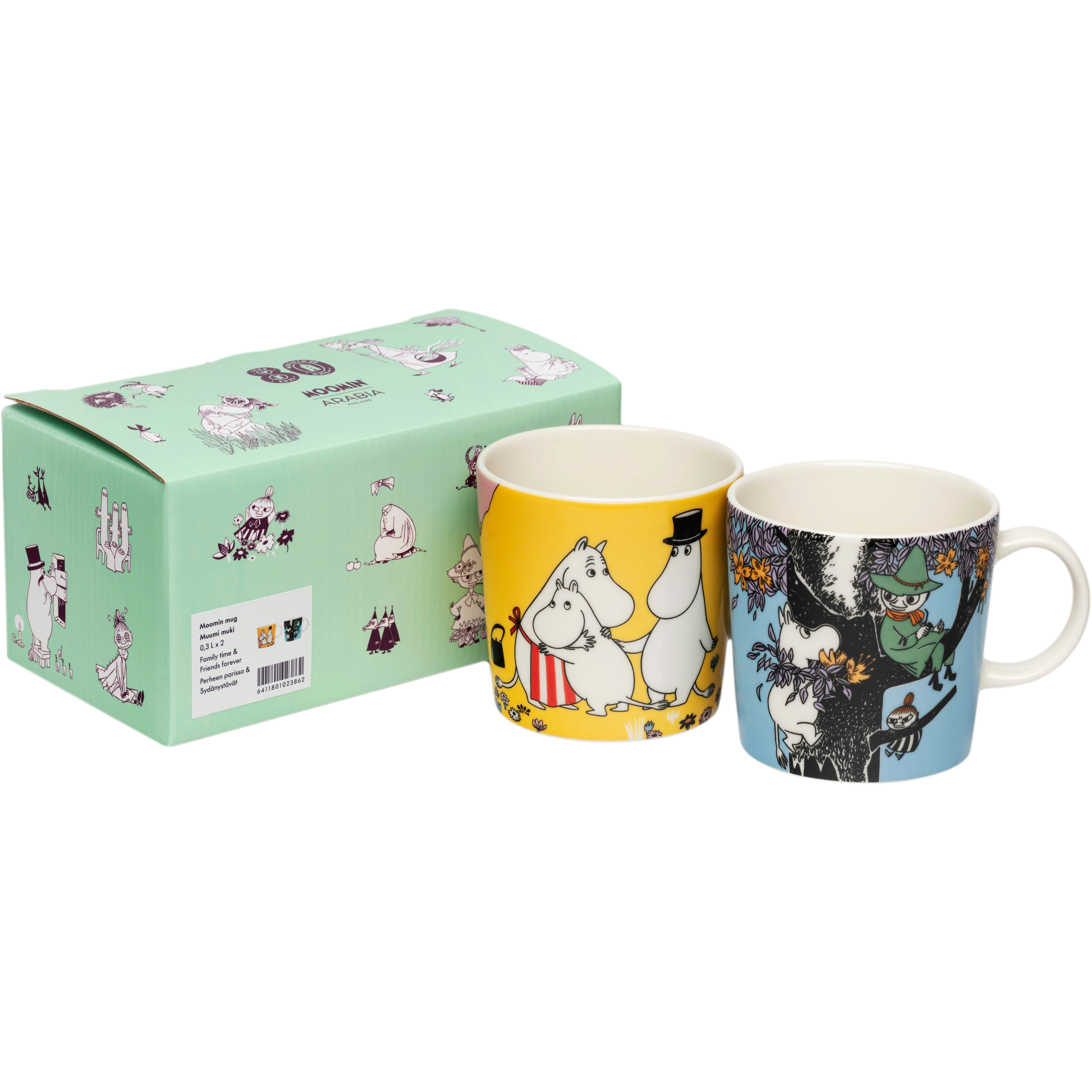 Moomin Arabia Mumin Mugg Familjemys & V&auml;nner F&ouml;r Alltid 30 Cl 2-pack - Muminmuggar Vitroporslin Multi