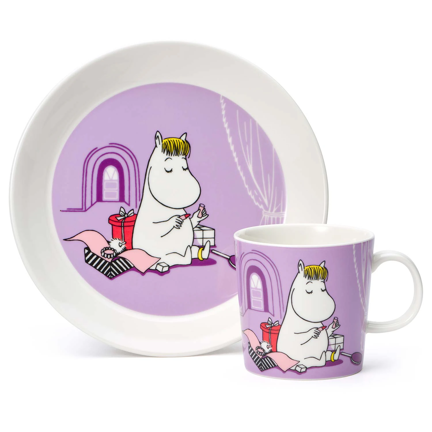 Moomin Arabia Mumin Mugg & Tallrik Snorkfr&ouml;ken - Kaffekoppar Porslin Lila