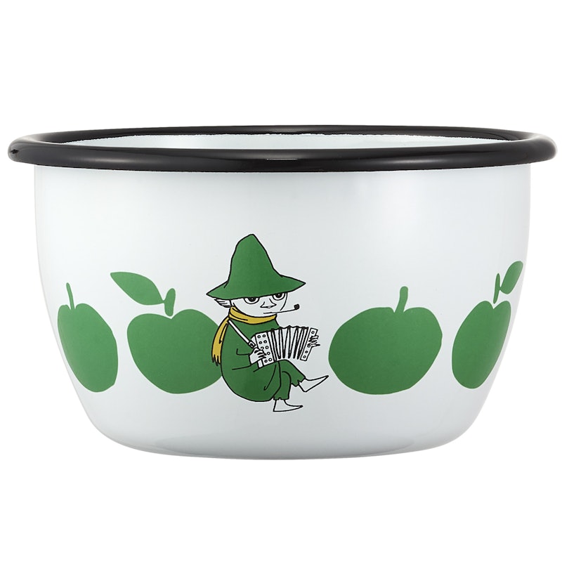 Moomin Joyfull Apples Emaljskål 6 dl, Grön