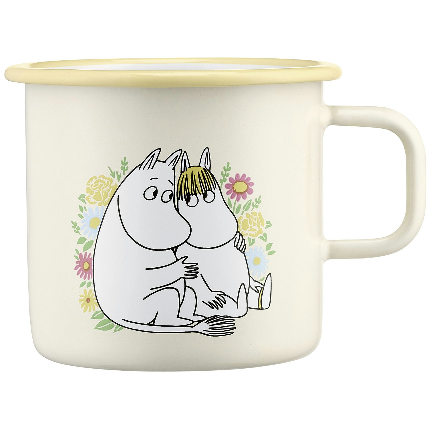Muurla Moomin Flowers mugg 55 Cl - Barnserviser Emalj Off-White