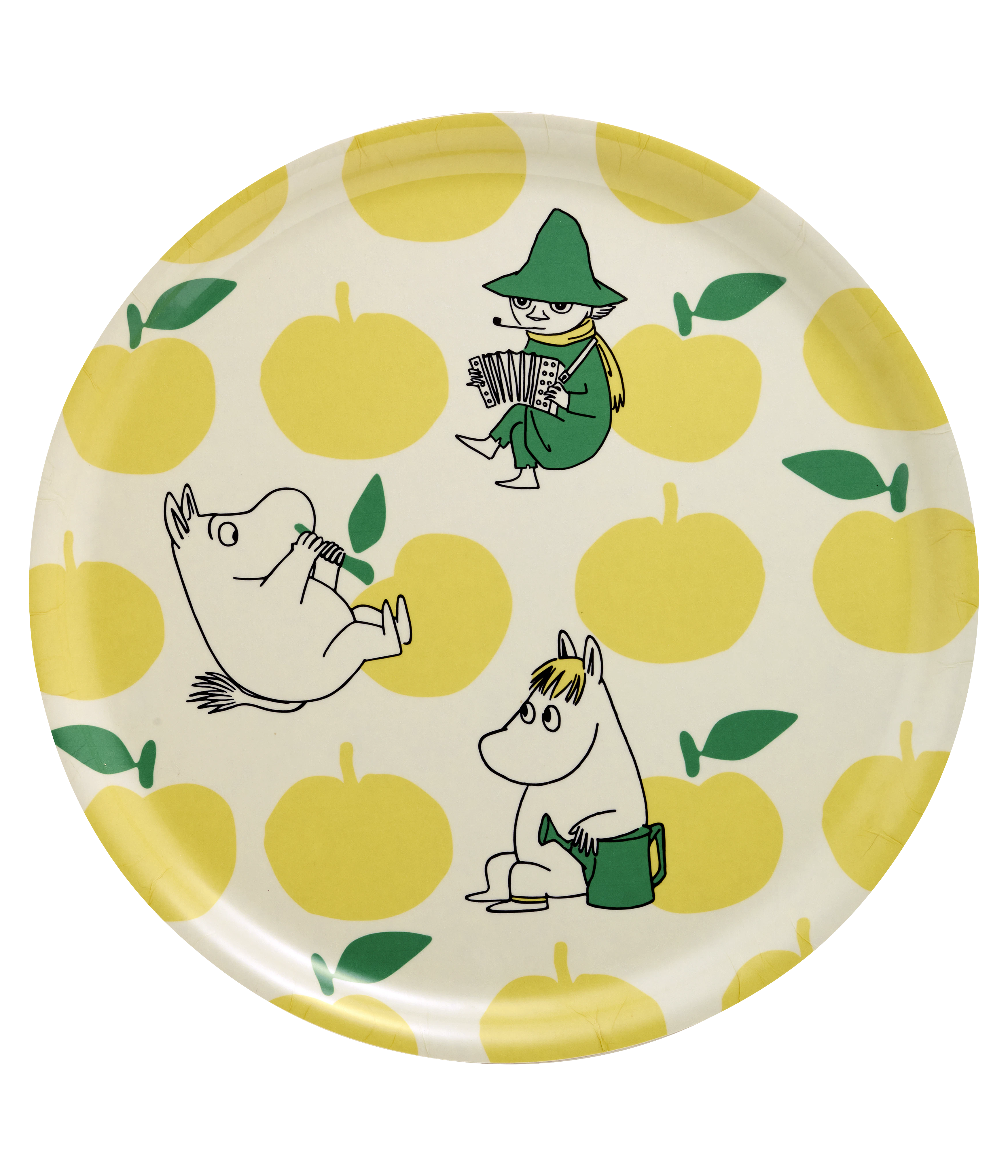Muurla Moomin Joyfull Apples Bricka Ø35 Cm - Brickor Björkfanér Gul