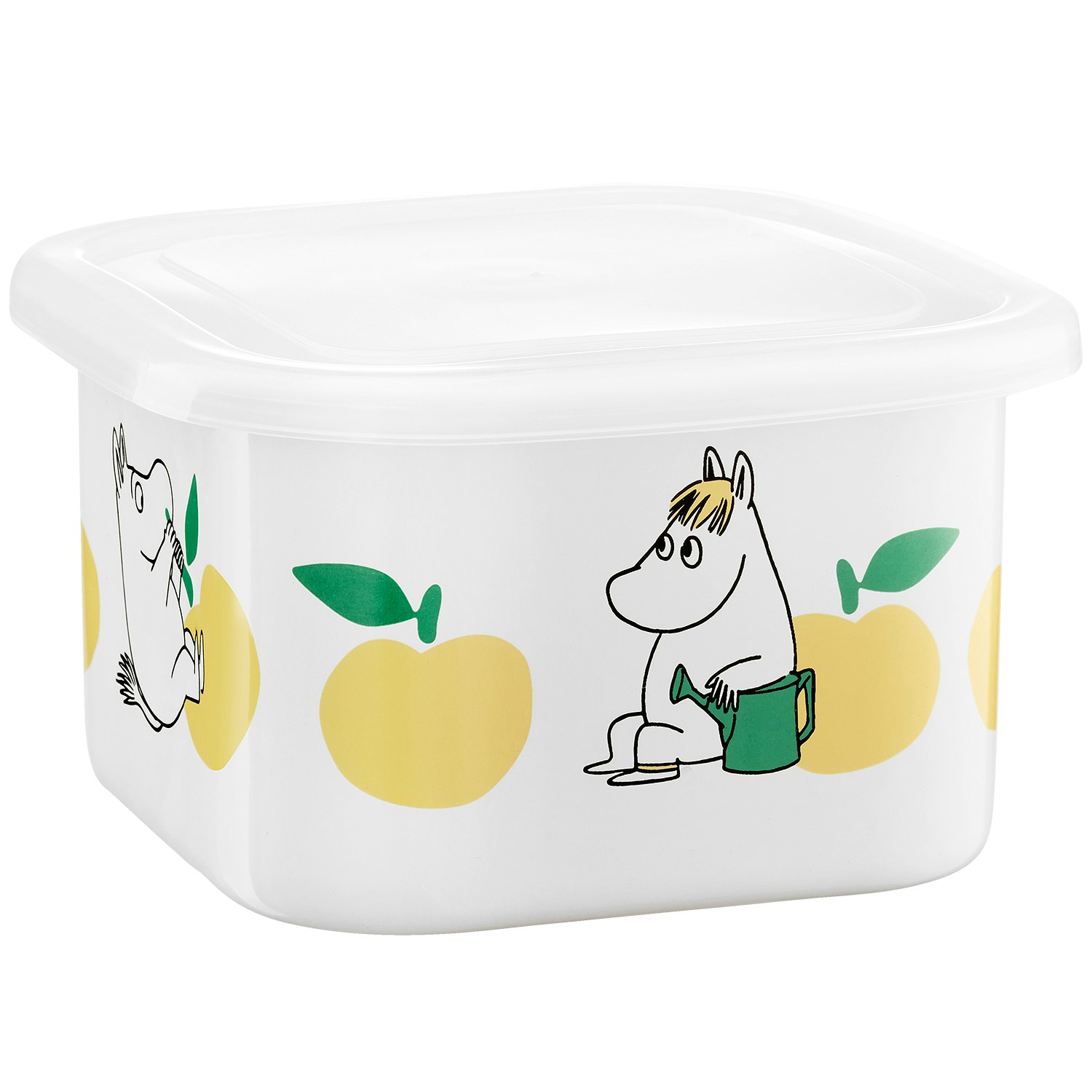 Muurla Moomin Joyfull Apples burk Med Lock 1 L - F&ouml;rvaringsburkar & lock Emalj Gul
